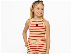 THE NEW Nil top poppy red striped with dark blue embroidered heart